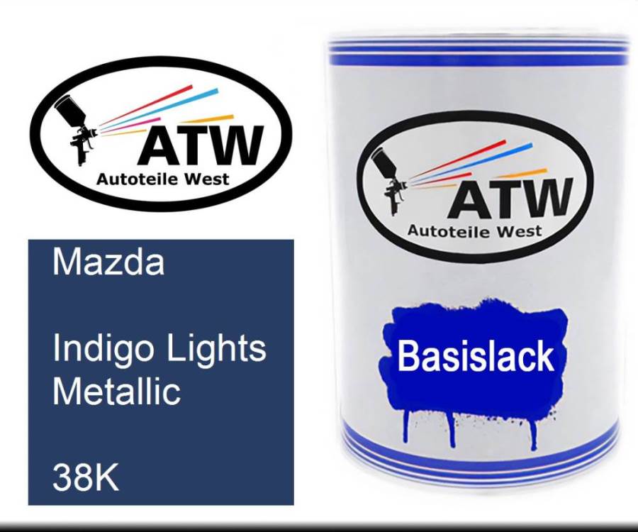 Mazda, Indigo Lights Metallic, 38K: 500ml Lackdose, von ATW Autoteile West.